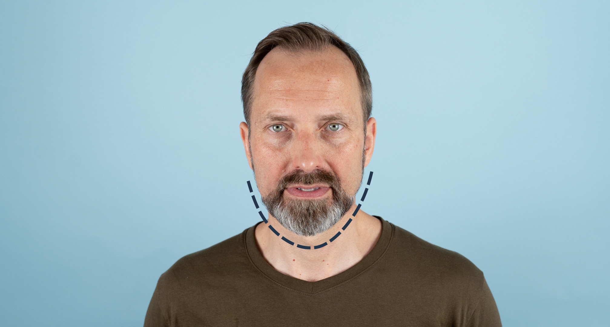 контур вокруг овального лица на синем фоне