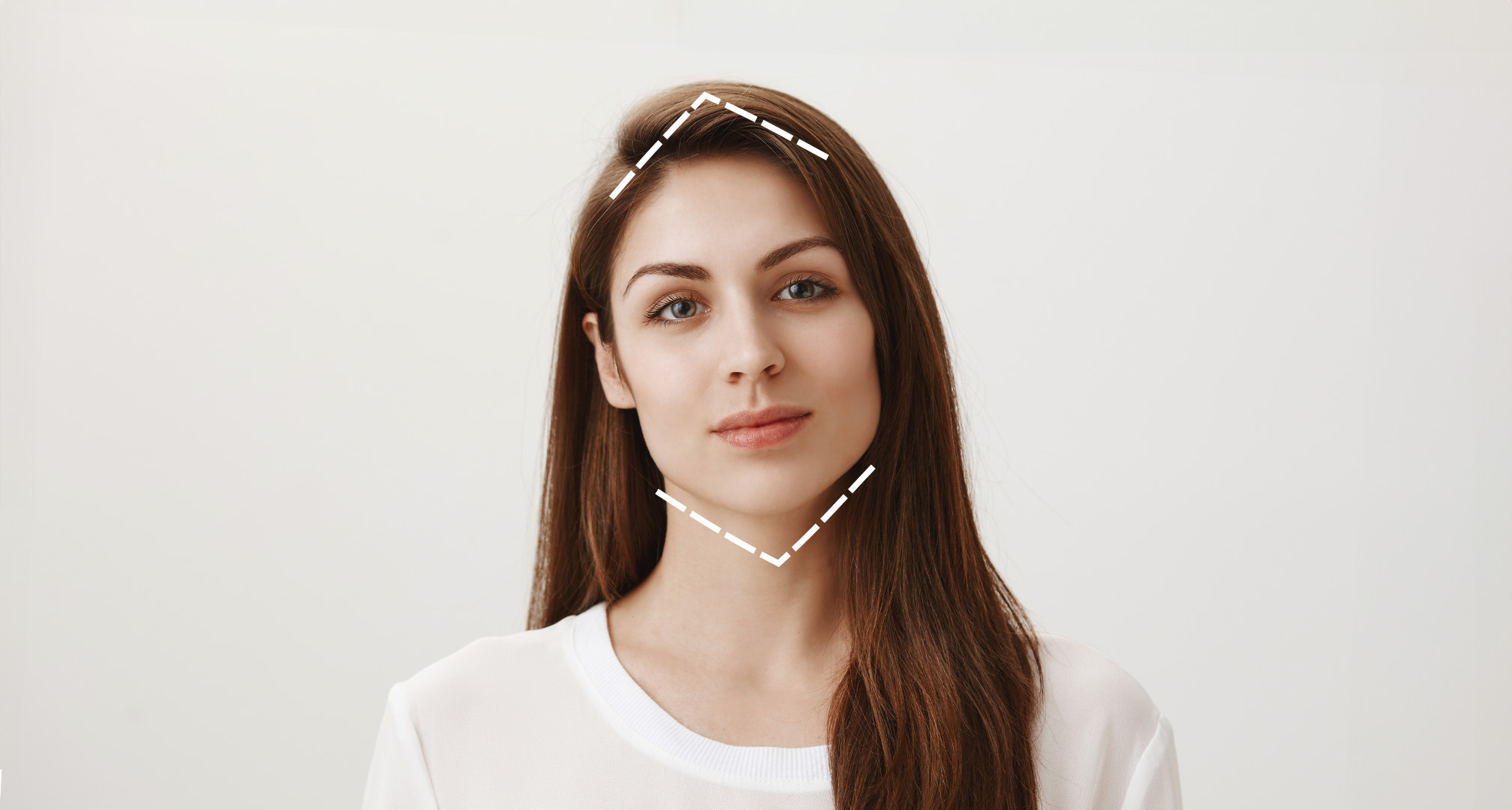 teemantkuju katkendjoon ümber näo, et illustreerida näokuju