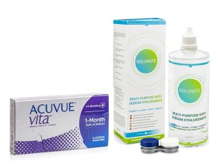 Acuvue Vita (6 läätse) + Solunate Multi-Purpose 400 ml koos läätsekonteineriga
