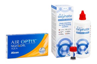 Air Optix Night & Day Aqua (6 линз) + Oxynate Peroxide 380 мл с контейнером