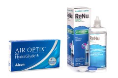 Air Optix Plus Hydraglyde (6 läätse) + ReNu MultiPlus 360 ml koos läätsekonteineriga