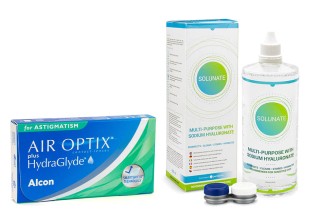 Air Optix Plus Hydraglyde for Astigmatism (3 линзы) + Solunate Multi-Purpose 400 мл с контейнером