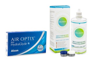 Air Optix Plus Hydraglyde (6 линз) + Solunate Multi-Purpose 400 мл с контейнером