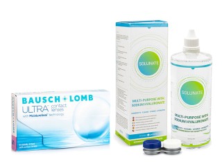 Bausch + Lomb ULTRA (6 läätse) + Solunate Multi-Purpose 400 ml koos läätsekonteineriga