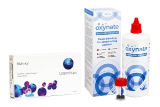 Biofinity CooperVision (3 läätse) + Oxynate Peroxide 380 ml koos läätsekonteineriga