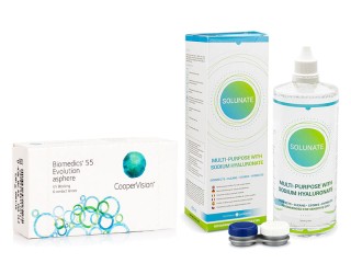 Biomedics 55 Evolution CooperVision (6 läätse) + Solunate Multi-Purpose 400 ml koos läätsekonteineriga