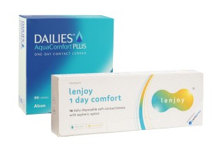 DAILIES AquaComfort Plus (90 линз) + Lenjoy 1 Day Comfort (10 линз)