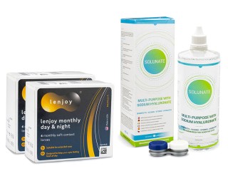 Lenjoy Monthly Day & Night (12 läätse) + Solunate Multi-Purpose 400 ml koos läätsekonteineriga