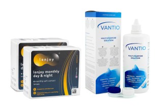 Lenjoy Monthly Day & Night (12 läätse) + Vantio Multi-Purpose 360 ml koos läätsekonteineriga