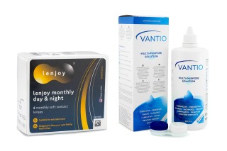 Lenjoy Monthly Day & Night (6 läätse) + Vantio Multi-Purpose 360 ml koos läätsekonteineriga