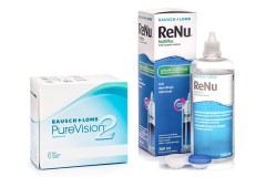 PureVision 2 (6 läätse) + ReNu MultiPlus 360 ml koos läätsekonteineriga
