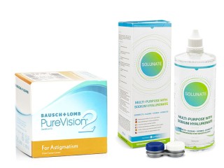PureVision 2 for Astigmatism (6 läätse) + Solunate Multi-Purpose 400 ml koos läätsekonteineriga