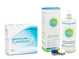 PureVision 2 (6 läätse) + Solunate Multi-Purpose 400 ml koos läätsekonteineriga